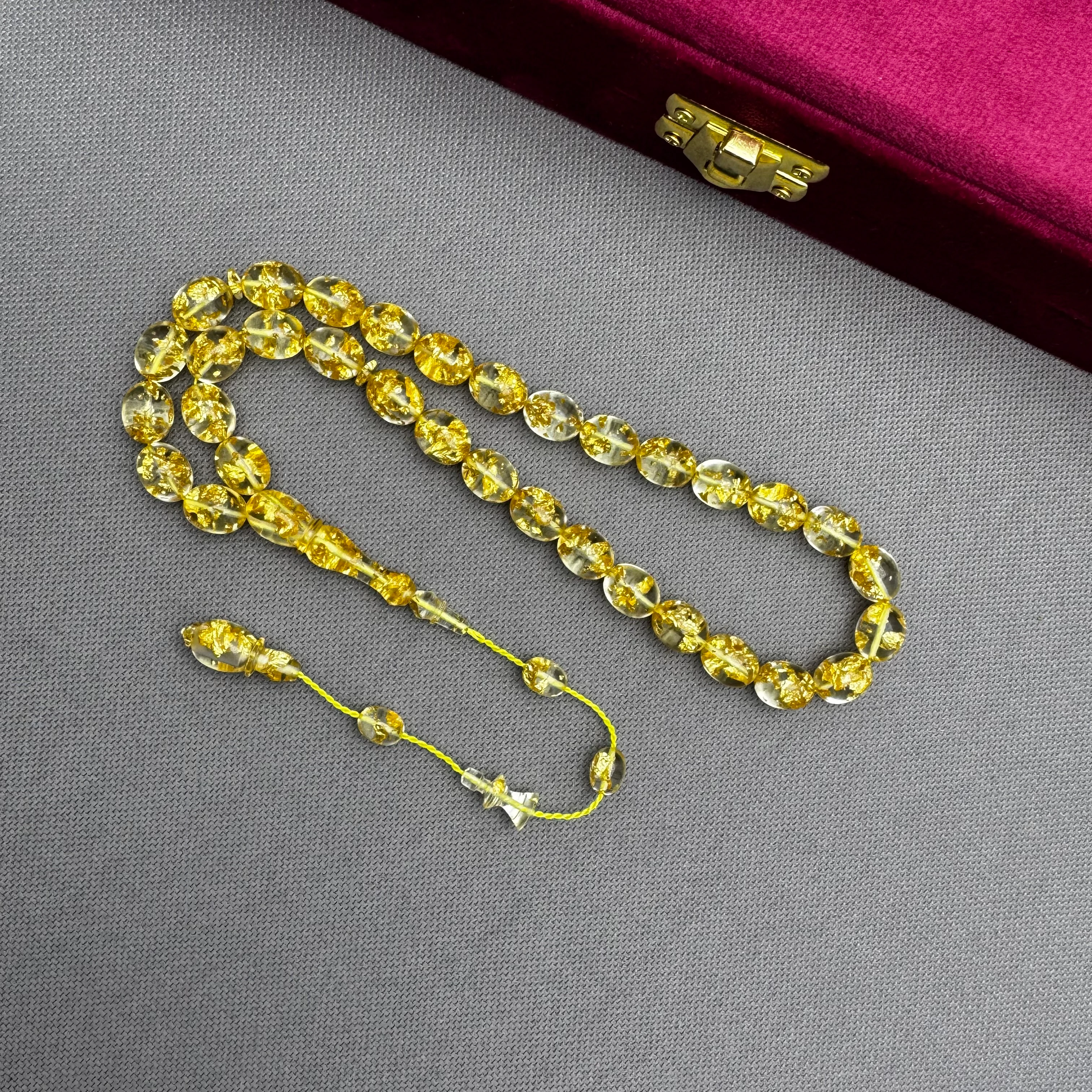 Muhammed ERDEN Usta İşçilikli Altın Parçacıklı Sertifikalı Uçak Camı Tespih